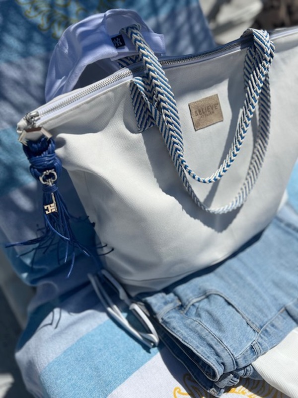  Summer Canvas Navy-Blue Detaylı Shopper